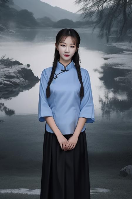 79000-4061191800-best quality, masterpiece,real,realistic, photo,photorealistic, looking at viewer,1girl, _minguoxiaofu,school uniform, tangzhuan.png